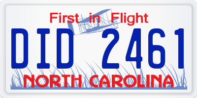 NC license plate DID2461
