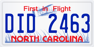 NC license plate DID2463