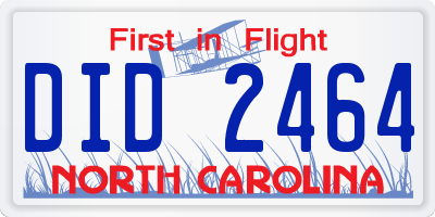 NC license plate DID2464