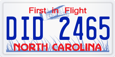 NC license plate DID2465