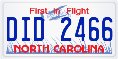 NC license plate DID2466