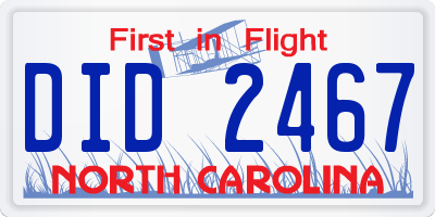 NC license plate DID2467