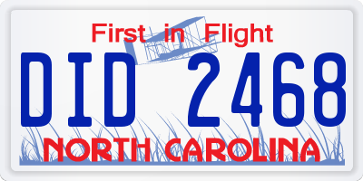 NC license plate DID2468