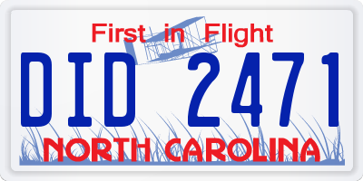 NC license plate DID2471