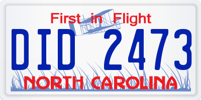 NC license plate DID2473