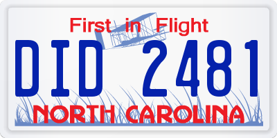 NC license plate DID2481