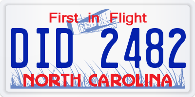 NC license plate DID2482