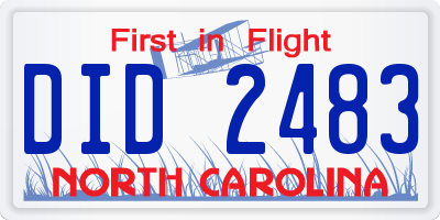 NC license plate DID2483