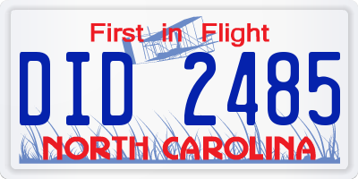 NC license plate DID2485