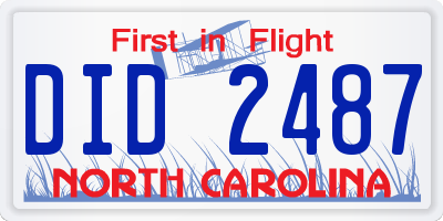 NC license plate DID2487