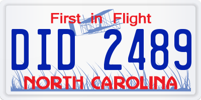 NC license plate DID2489