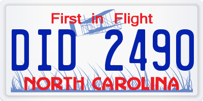 NC license plate DID2490