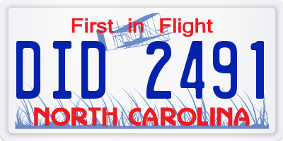 NC license plate DID2491