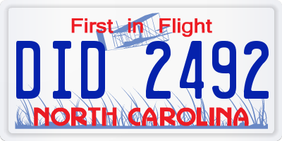 NC license plate DID2492