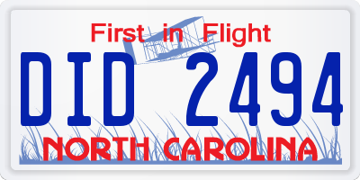 NC license plate DID2494
