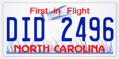 NC license plate DID2496