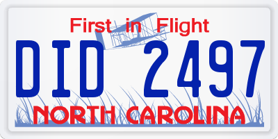 NC license plate DID2497
