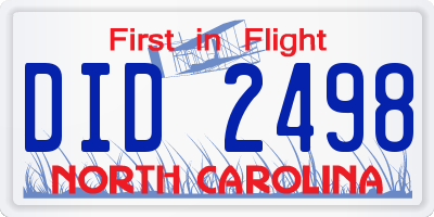 NC license plate DID2498