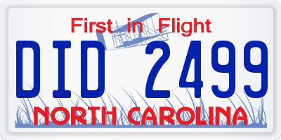NC license plate DID2499