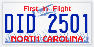 NC license plate DID2501