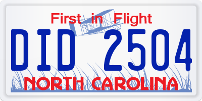 NC license plate DID2504