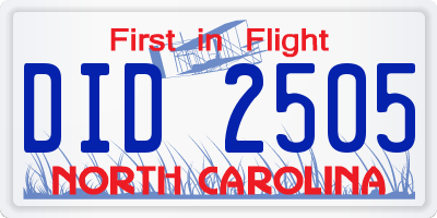 NC license plate DID2505