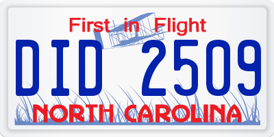 NC license plate DID2509