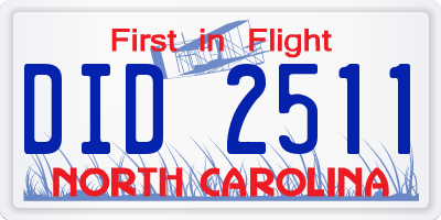 NC license plate DID2511
