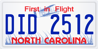 NC license plate DID2512