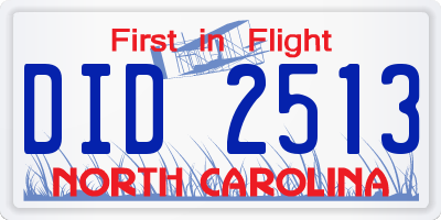NC license plate DID2513