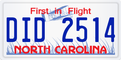 NC license plate DID2514