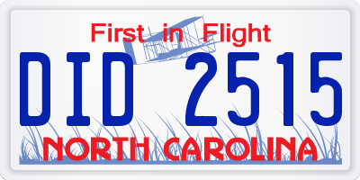 NC license plate DID2515