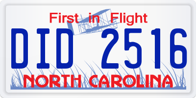 NC license plate DID2516