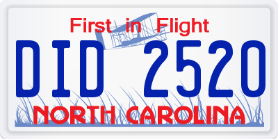 NC license plate DID2520