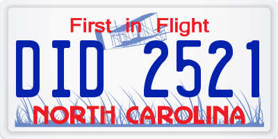 NC license plate DID2521