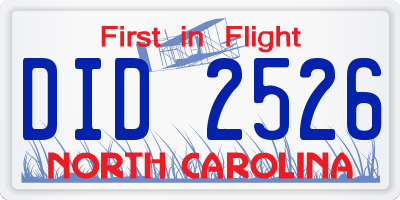 NC license plate DID2526