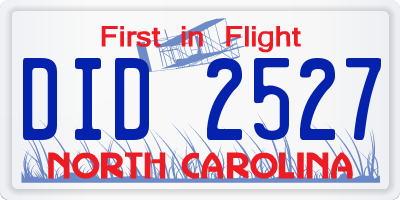 NC license plate DID2527
