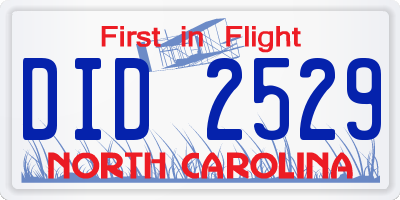 NC license plate DID2529
