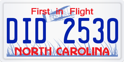 NC license plate DID2530