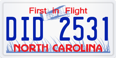 NC license plate DID2531