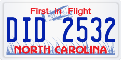 NC license plate DID2532