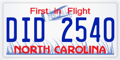 NC license plate DID2540
