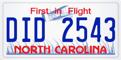 NC license plate DID2543