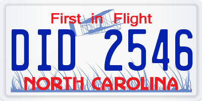 NC license plate DID2546