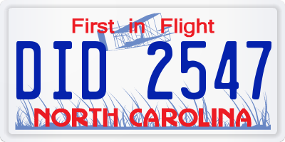 NC license plate DID2547