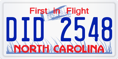 NC license plate DID2548