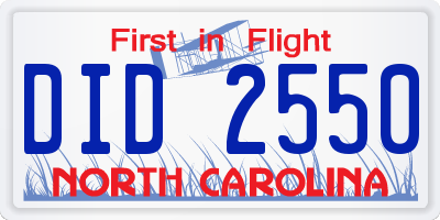 NC license plate DID2550