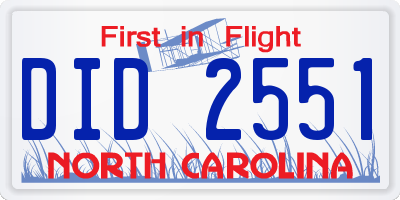 NC license plate DID2551