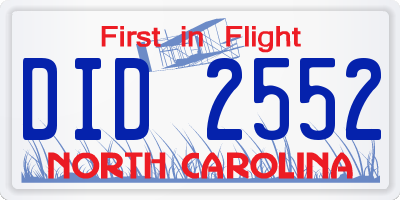 NC license plate DID2552
