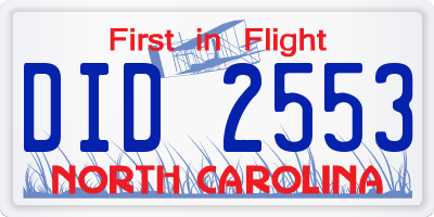 NC license plate DID2553